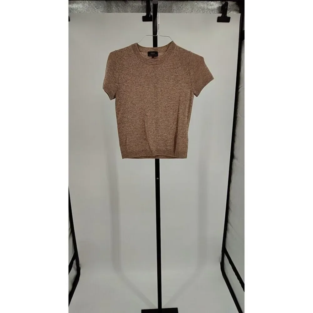 Quince Women Mongolian Cashmere Tee Oatmeal Sleeved Top Small - Picture 2 of 3